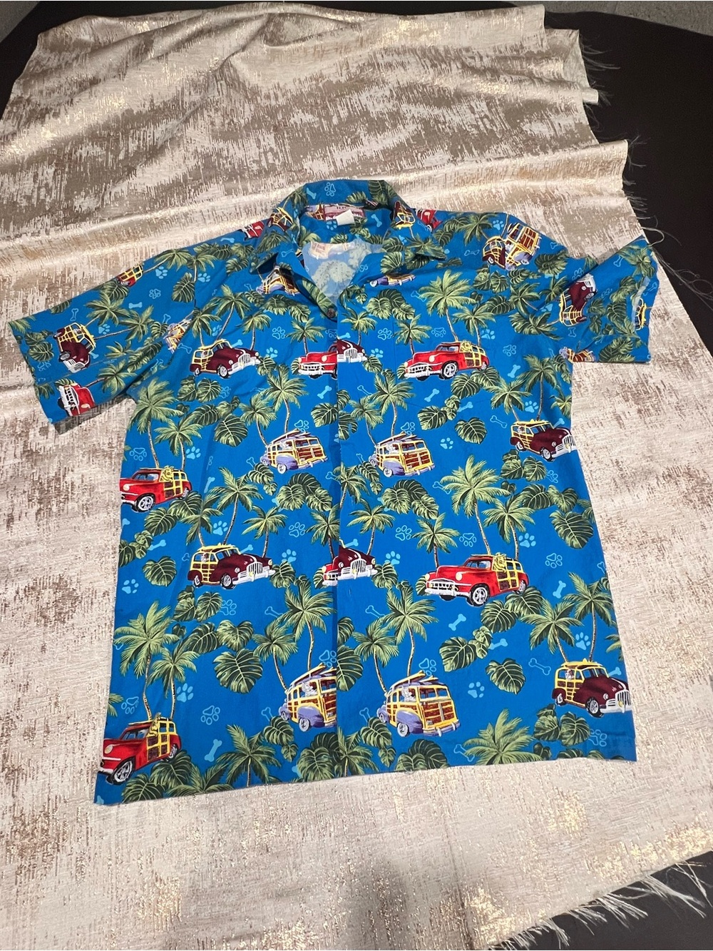 RJC Made in Hawaii Men's XL Blue Cotton Short Sleeve Graphic Tropical Shirt